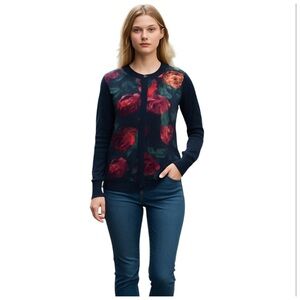 Merona Women’s Floral Print Cardigan Sweater. S/P